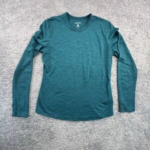 SEGMENTS 100% Merino Wool Long Sleeve Top Teal Women's Size S HAS HOLES SEE PICS